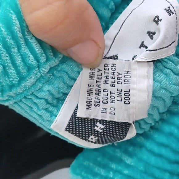 Rhonda Stark Textured Velvet Turquoise  Blazer - Size M, vintage, stretchy - Picture 6 of 6